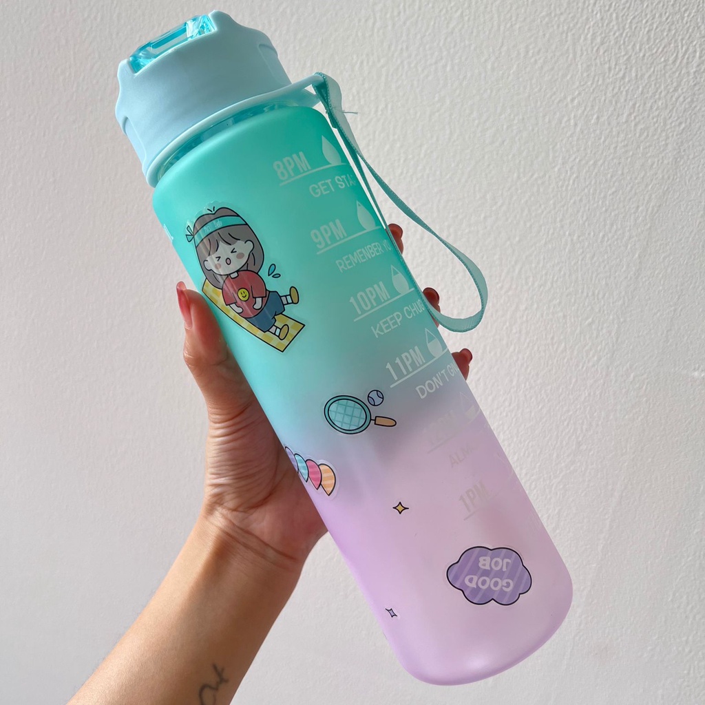 Botol Minum Gradasi Viral Motivasi Thumbler free stiker 2d dan tali