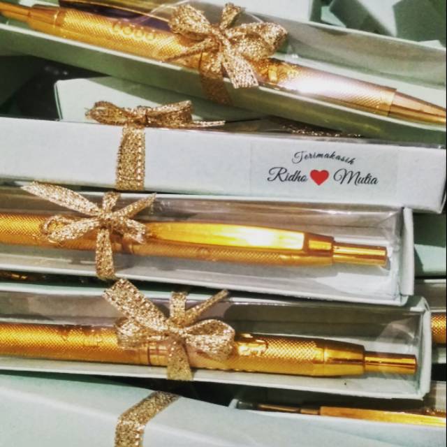 

Souvenir Pulpen Promosi Warna Emas Kemas Box mika