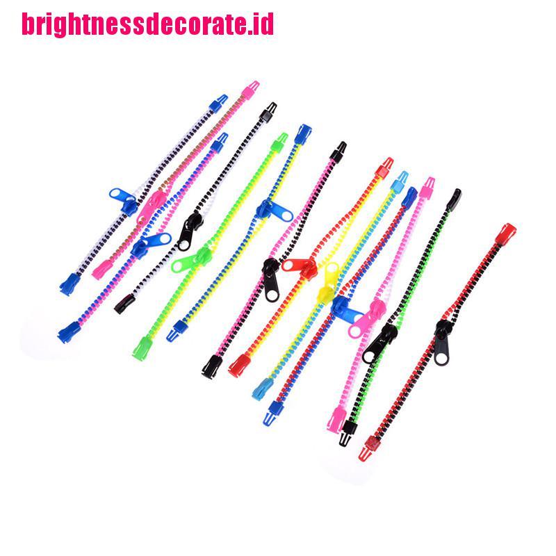 Brightid 10pcs / set Mainan Gelang Tangan Bentuk Resleting Untuk Penghilang Stress / Melatih Fokus