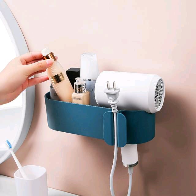 Rak Gantung Hair Dryer Holder Tempat Sabun Shampoo 2 in 1 Rak + Holder Hairdryer