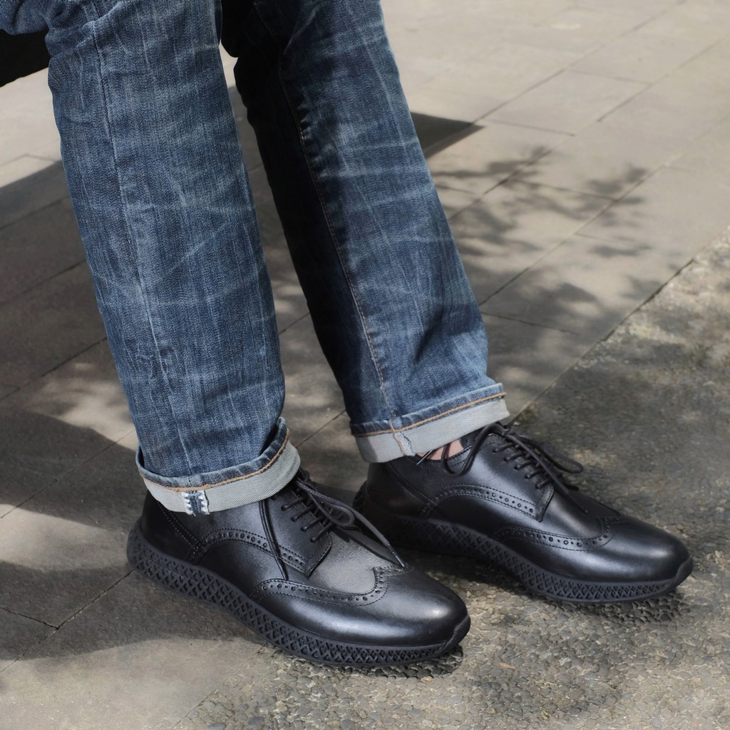 Albert Black | Sepatu Kulit Asli Kantor Kerja Pria Derby Wingtip Original Footwear | FORIND Kenzios