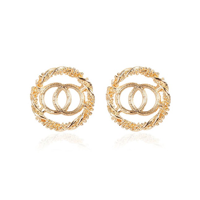 LRC Anting Tusuk Fashion Alloy Alloy Geometric Ring Interlocking Earrings K97062