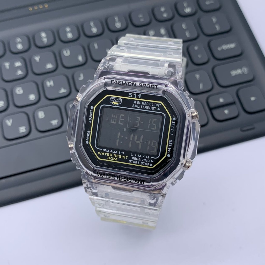 READY 7 WARNA Jam Tangan Wanita Digital Sport Strap Rubber Transparan Water Resistant