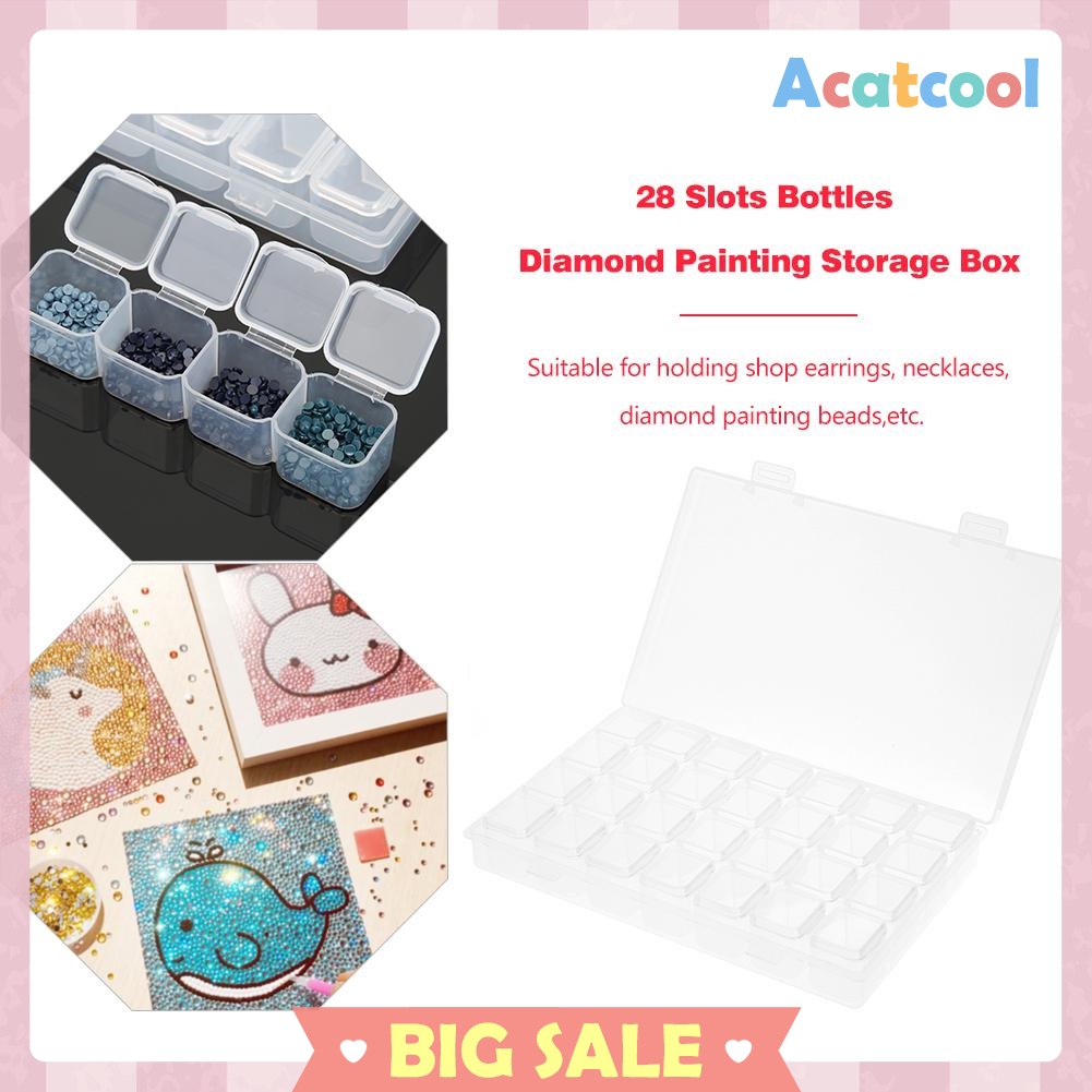 28 Lattices Transparent Container Diamond Painting Accessories Storage Box