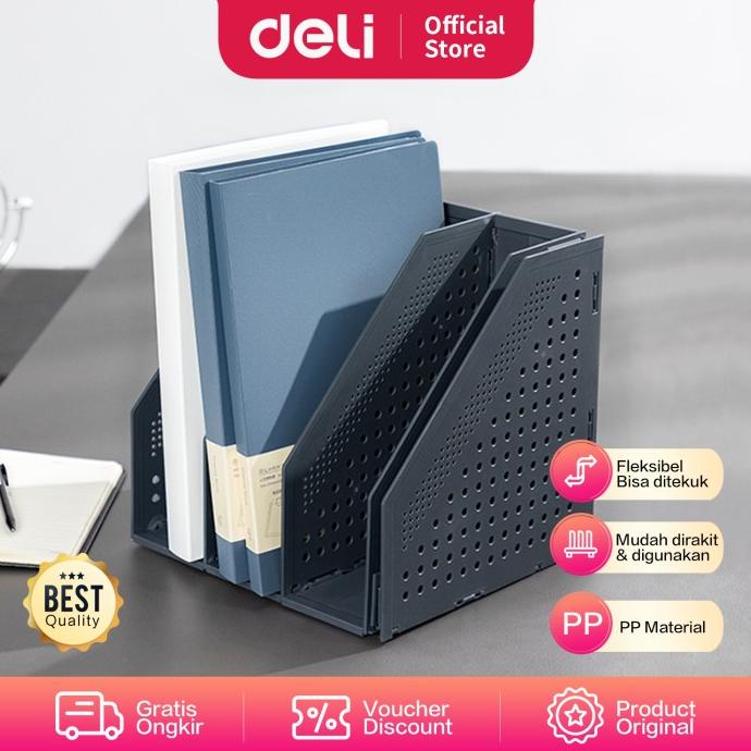 

BISA COD Deli File Tray / Rak Box File Fleksibel Bahan Plastik 4 Sekat 78996 CUCI GUDANG Kode 444