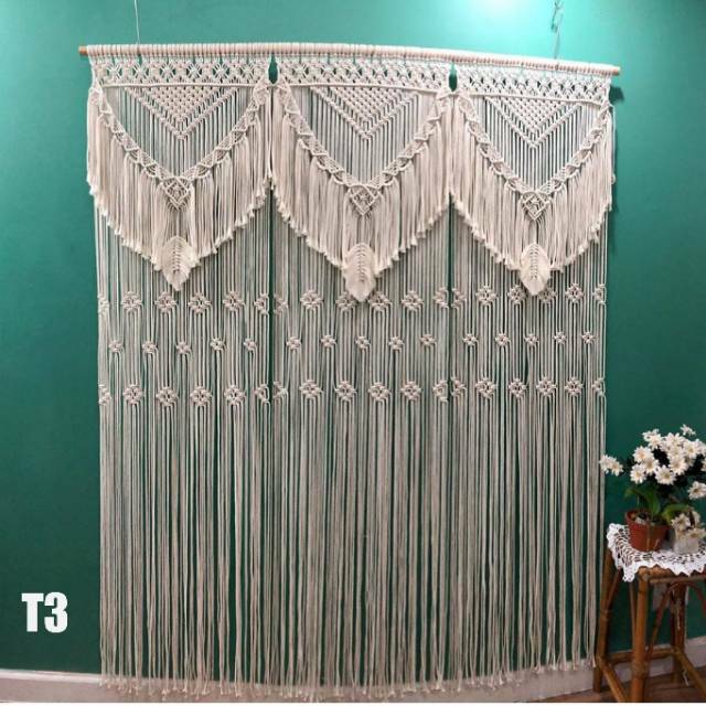 Tirai macrame backdrop wedding macrame pintu