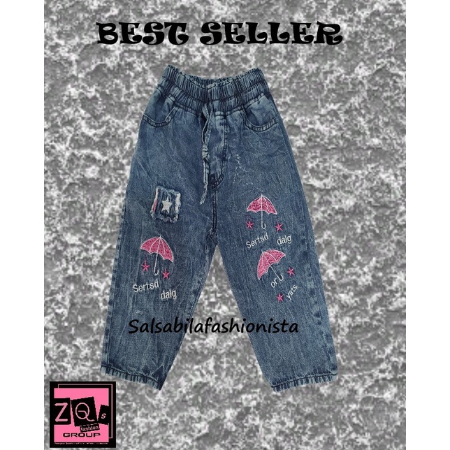 Celana Jeans Anak Bordir Kekinian Baggy Jeans Bordir Premium Junior