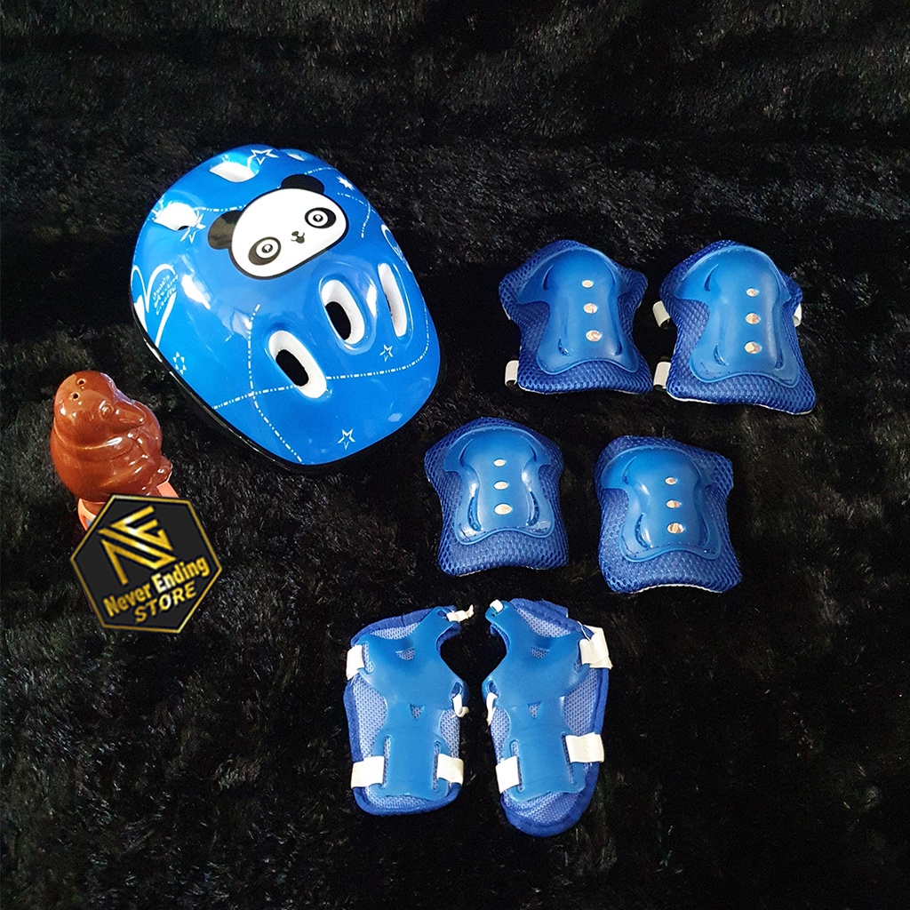 Paket Helm &amp; Dekker Sepatu Roda Anak Scooter Sepeda Skates Basic Protector