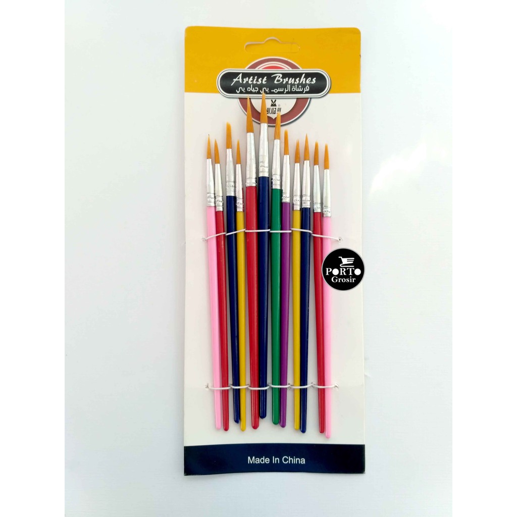 

Yi Jia Yi Artist Brush Round Set Kuas Set Yijiayi isi 12 Lukis Cat Air Akrilik Oil