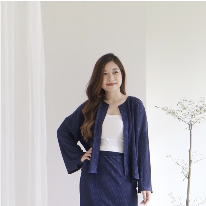 Jual MSMO Loona Blouse Outer Pleats - royal blue Limited