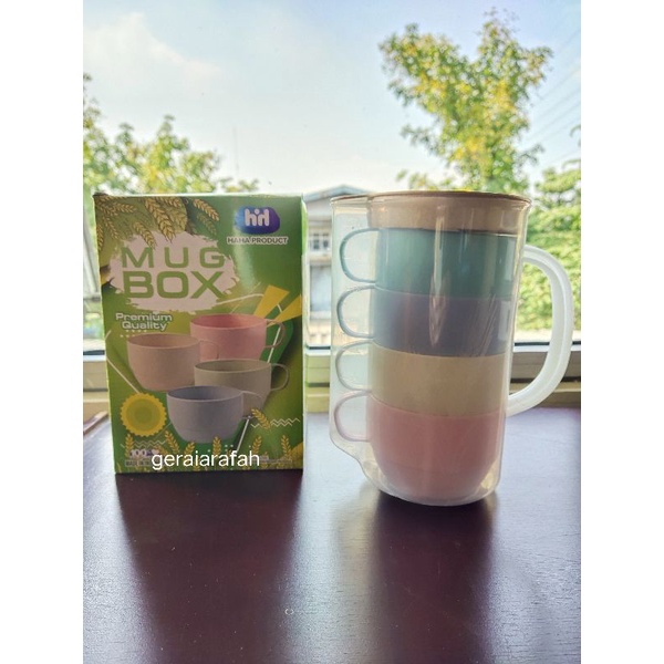 MUG BOX MUG SET TEKO MUG PLASTIK / CANGKIR PLASTIK UNIK