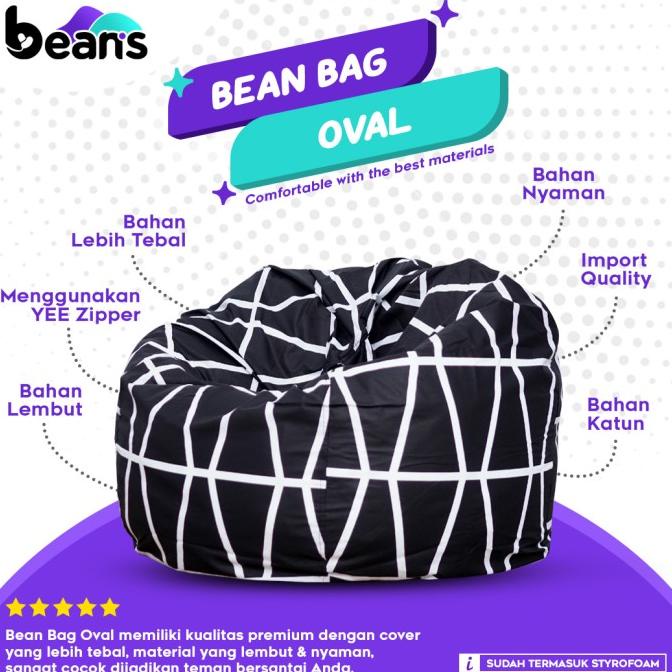 Bean Bag Oval Motif - Termasuk Isi - Bean Bag Motif - Beanbag - 03 Termurah