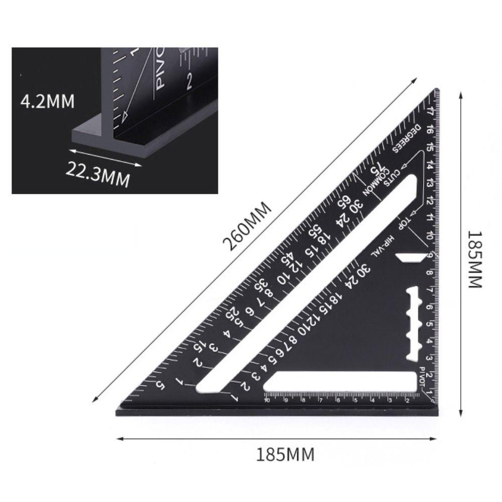 Rebuy Square Measuring ruler Professional Busur Derajat Alat Pertukangan Tukang Kayu Penggaris Square ruler Tri-Square ruler Alat Ukur