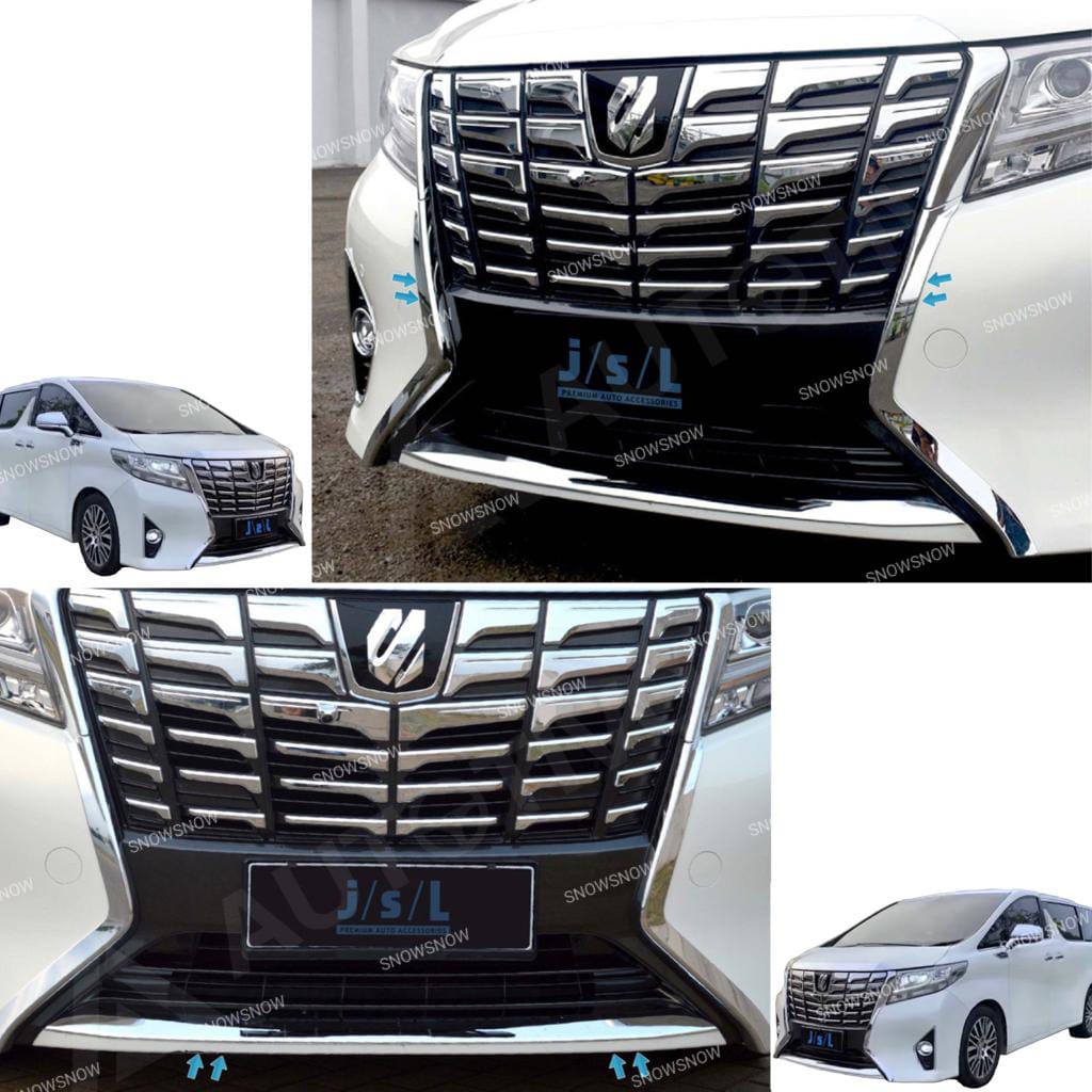 Paket List Bumper Depan Bawah Samping All New Alphard 2015 Chrome