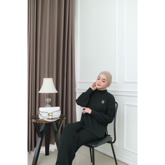 Ghaliya Set (oneset wanita setela atasan dan kulot knit murah nyaman premium)-5