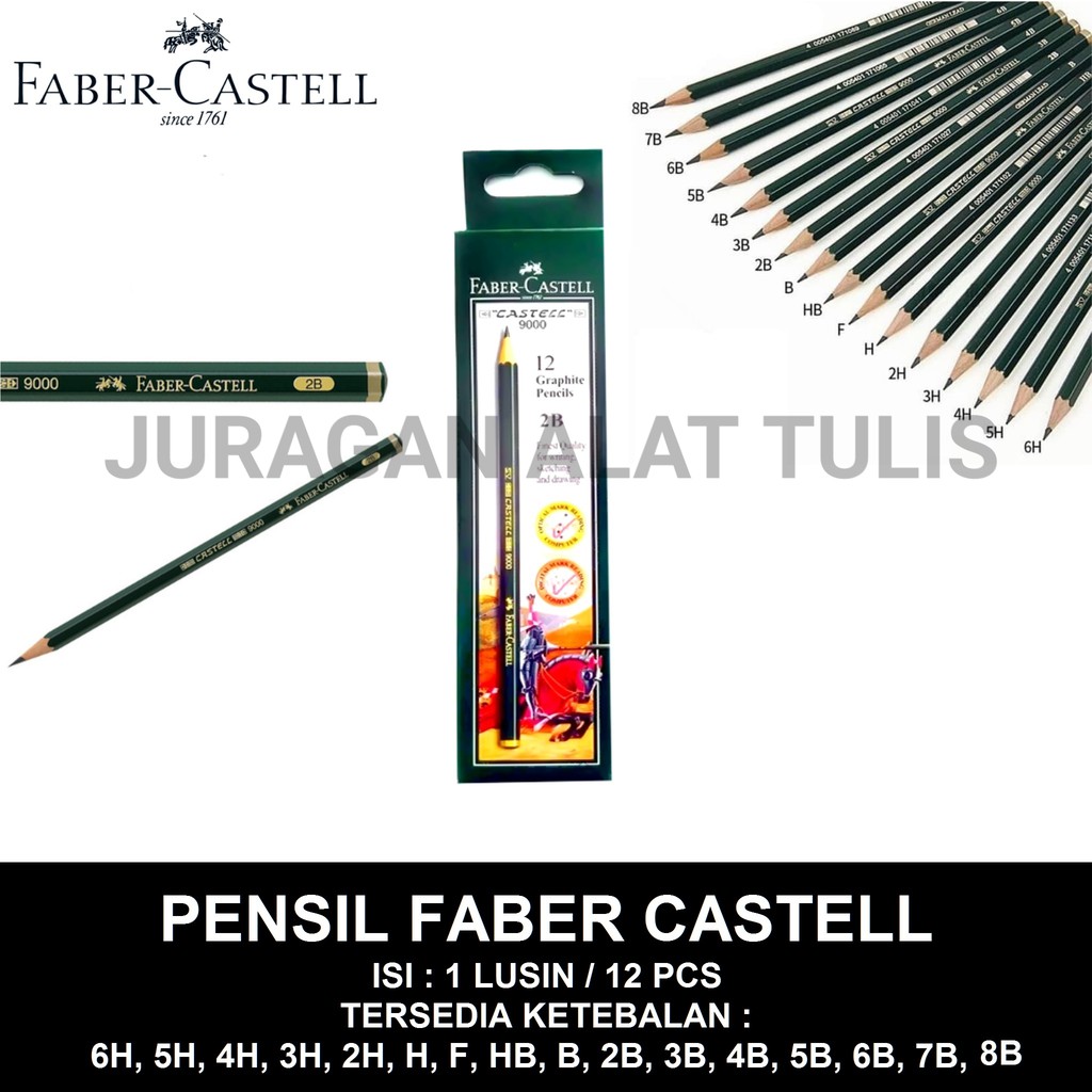 

PENSIL FABER CASTELL 2B, 3B, 4B, 5B, 6B, 2H, 3H, H, B, HB