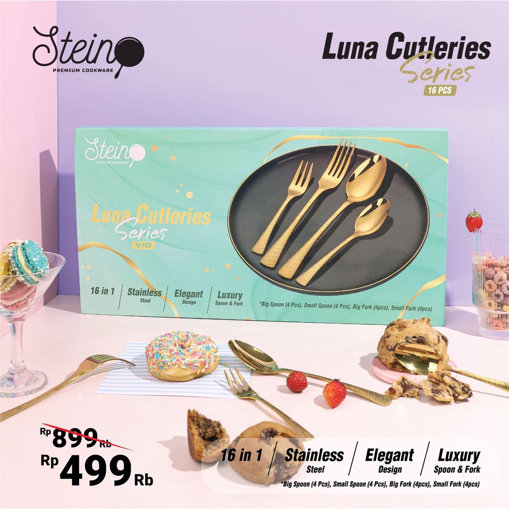 STEIN Cookware LUNA Cutleries Set 16 Pcs Sendok Garpu Stainless