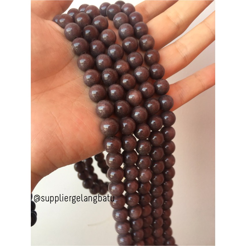 bahan gelang kalung batu Brown sand agate 10mm akik pasir coklat natural bacan akik kerajinan tangan