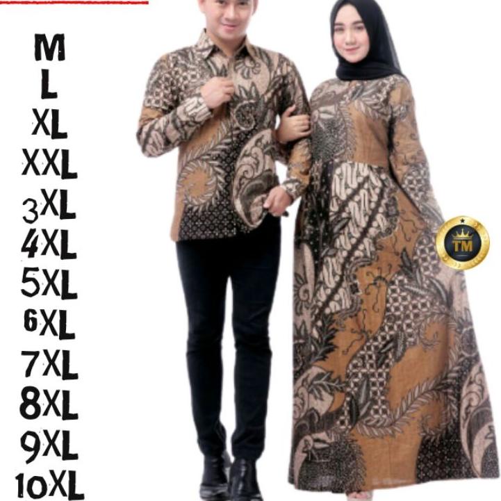 Terlaris.. Batik Sarimbit Couple Gamis Syar'i Modern Kemeja jumbo Gamis Jumbo