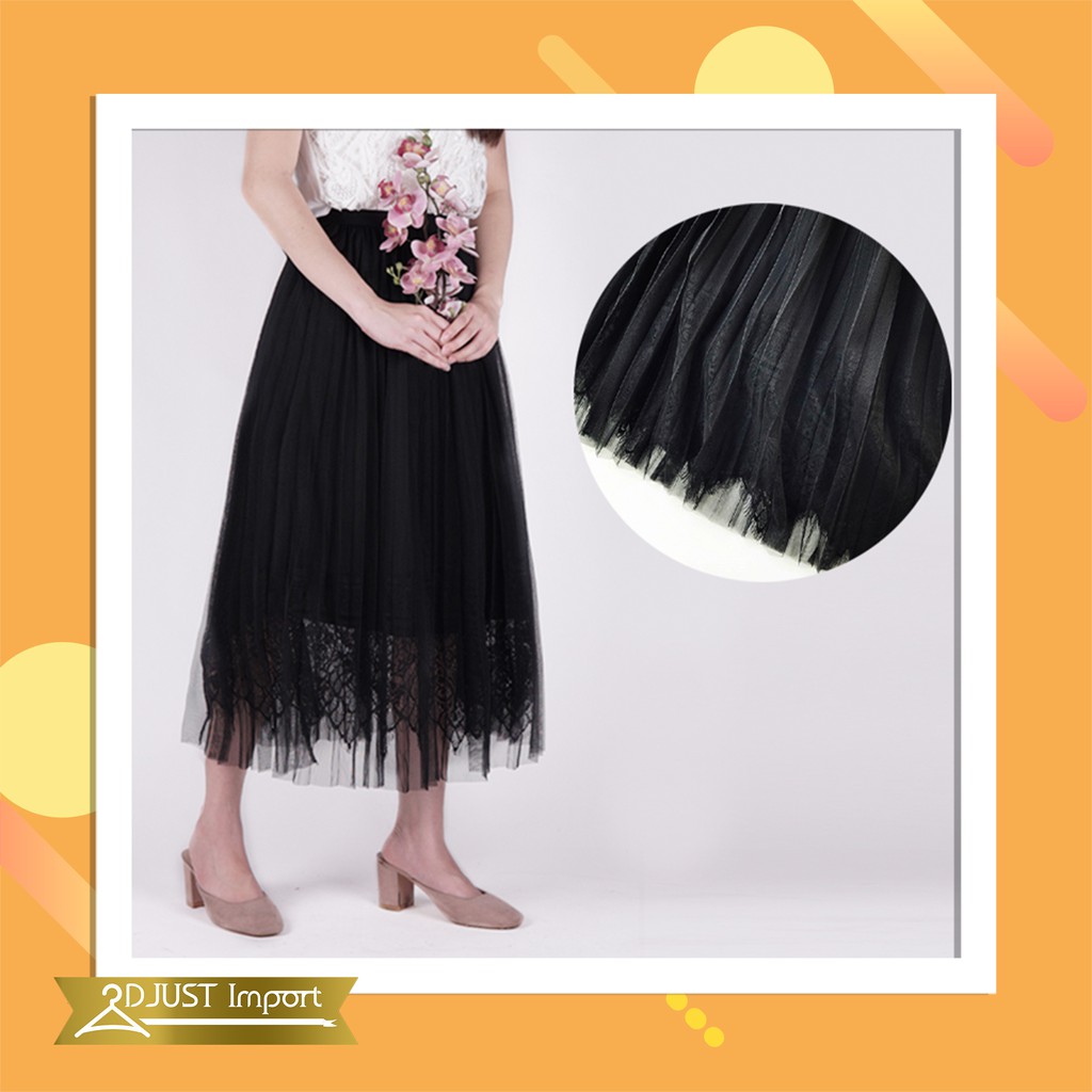 Rok Tutu Korea Renda Brukat Wanita dewasa import panjang