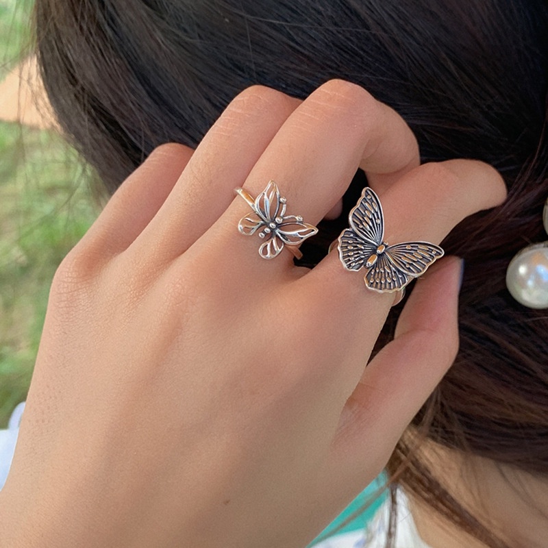 Cincin Model Terbuka Desain Kupu-Kupu Hutan Gaya Simple Untuk Wanita