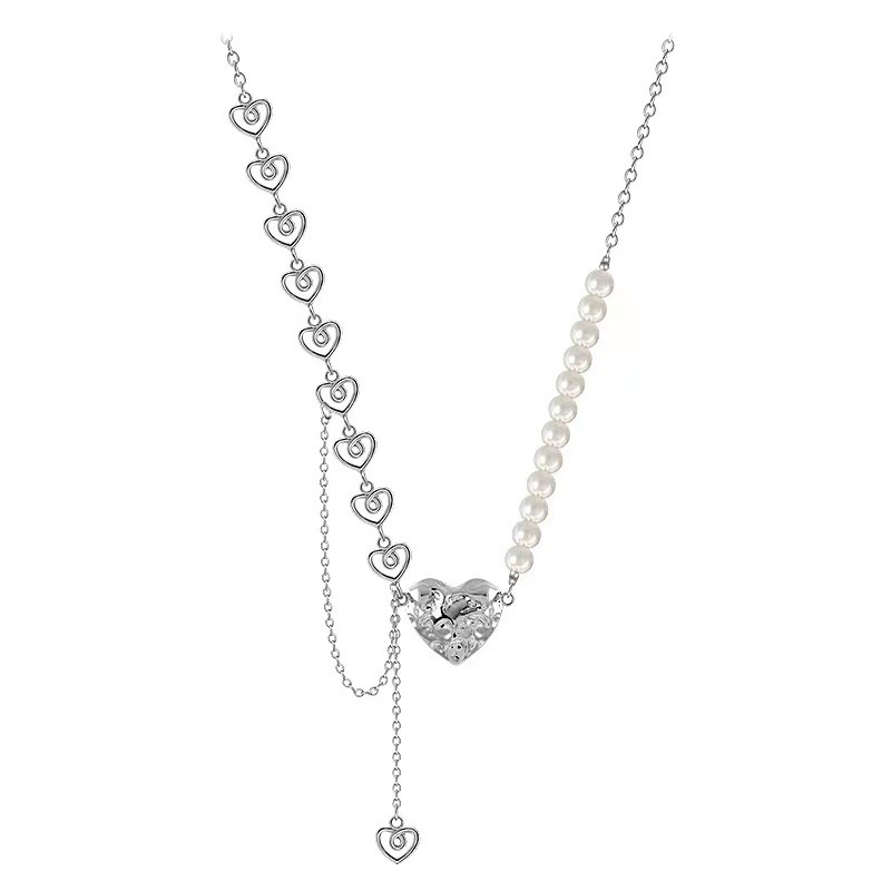 Baru Cahaya Mewah Mutiara Cinta Kalung Fashion Niche Tidak Teratur Cinta Liontin Kalung Wanita Fashion Aksesoris