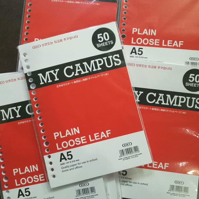 

kertas loose leaf A5 50 lembar polos KIKY /kertas binder 20 ring plain