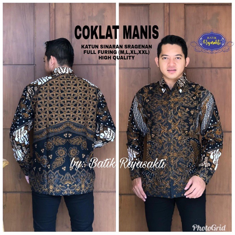 Batik Pria COKLAT MANIS Katun Halus Full Furing Size M-XXL High Quality