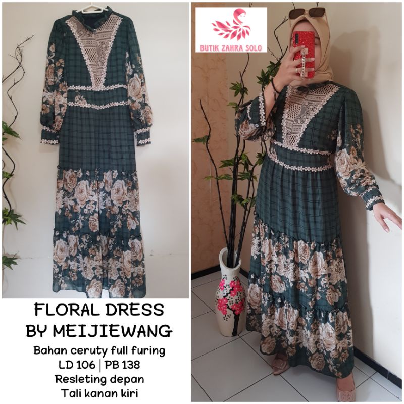 FLORAL DRESS BY MEIJIEWANG | MAXI DRESS CERUTY FULL FURING MEIJIEWANG