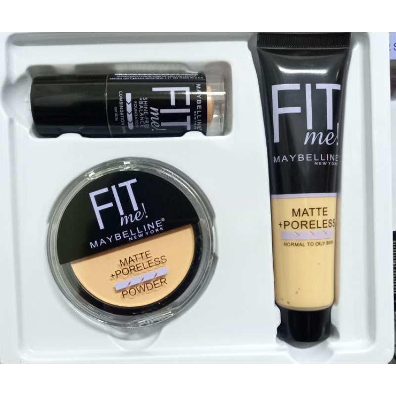 BEST SELLER PAKET MAKE - UP SET MAYBELLINE 3IN1 FIT ME WARNA NATURAL