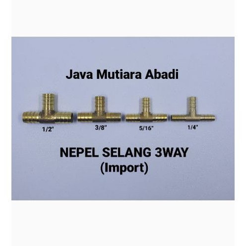 sambungan selang 5/16" cabang 3 Tee selang T cabang LPG nepel kuningan