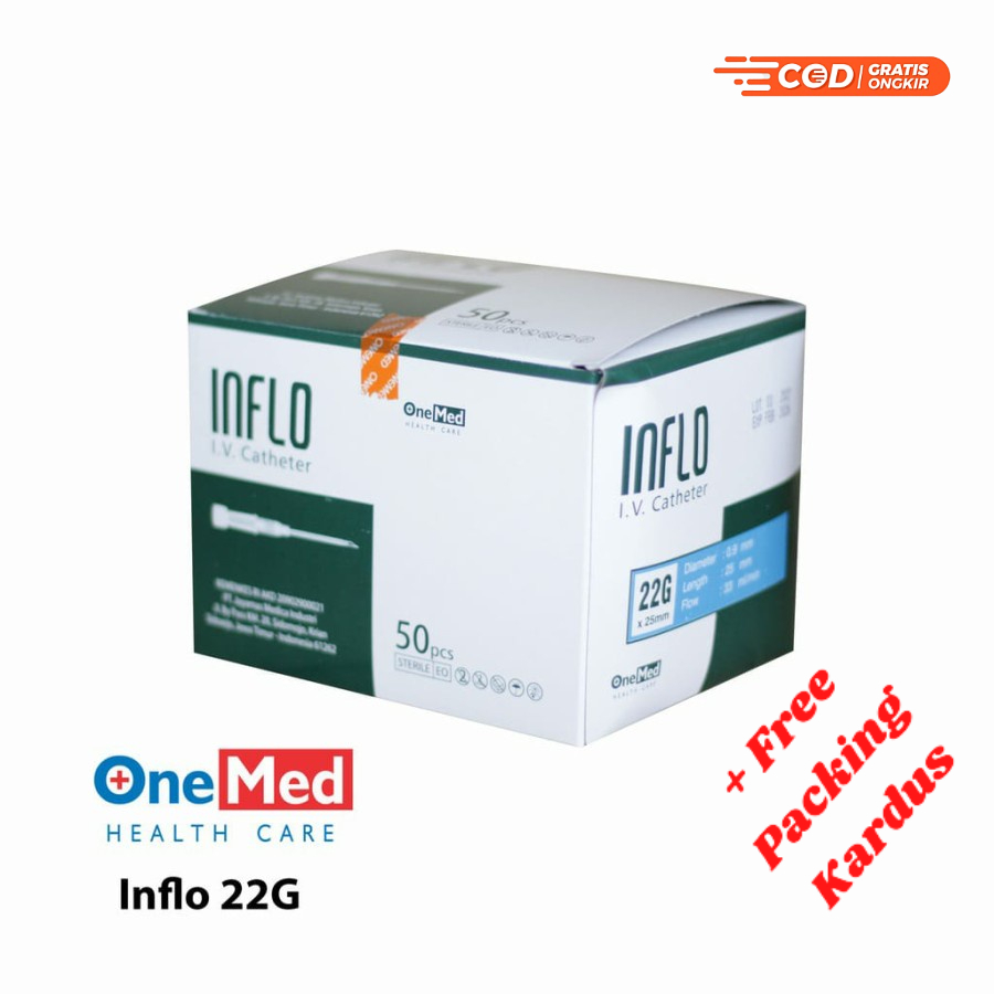 Inflo Plus I.V. Cathether 18G, 20G, 22G, 24G OneMed - Jarum Inflo Plus Onemed Abbocath 18G, 20G, 22G, 24G - Eceran