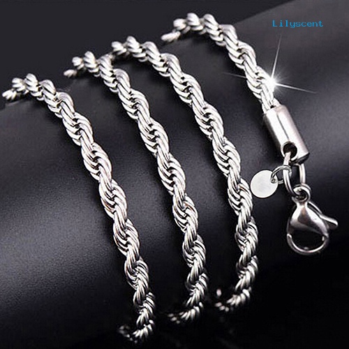 Kalung Rantai Twist Bahan Sterling Silver 925 Untuk Pria Dan Wanita