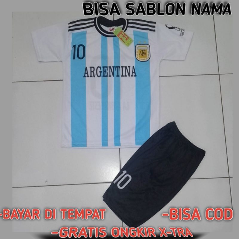 SETELAN BAJU BOLA ARGENTINA TERBARU BAJU JERSEY BOLA ANAK LAKI LAKI LENGAN PENDEK