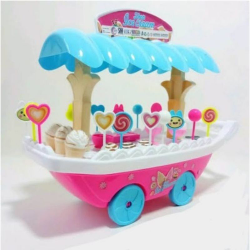 MAINAN ICE CREAM GEROBAK DORONG MASAK MASAKAN ES KRIM (FI512)