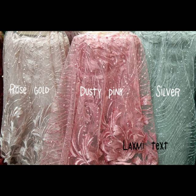 Kain tile akar mutiara / bahan Tulle mutiara / cocok untuk dress gaun seragaman dll TERBARU