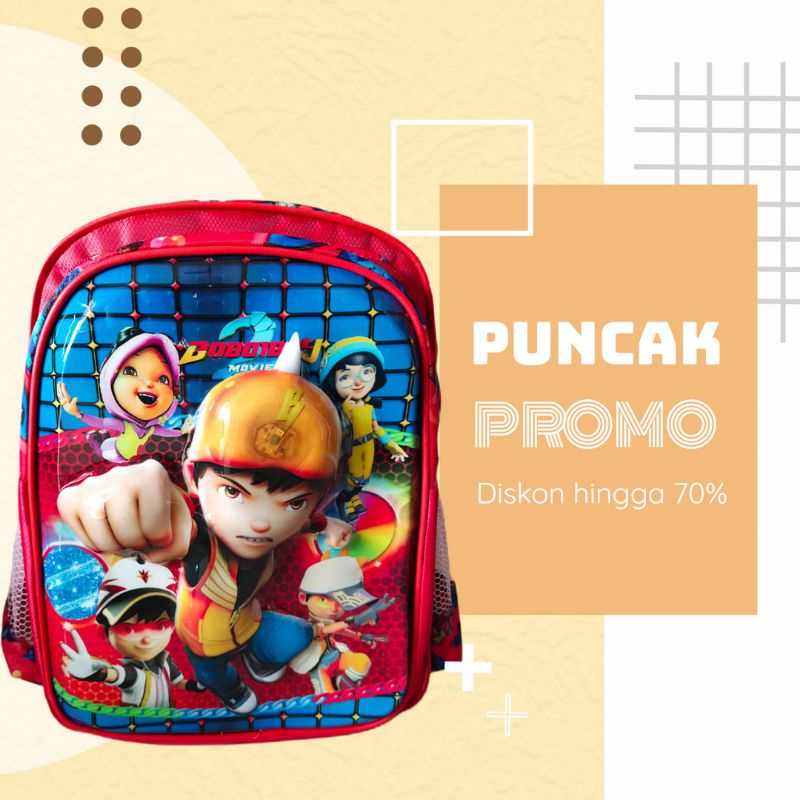 Tas ransel anak Tk Laki-laki karakter embos timbul 3D lampu nyala