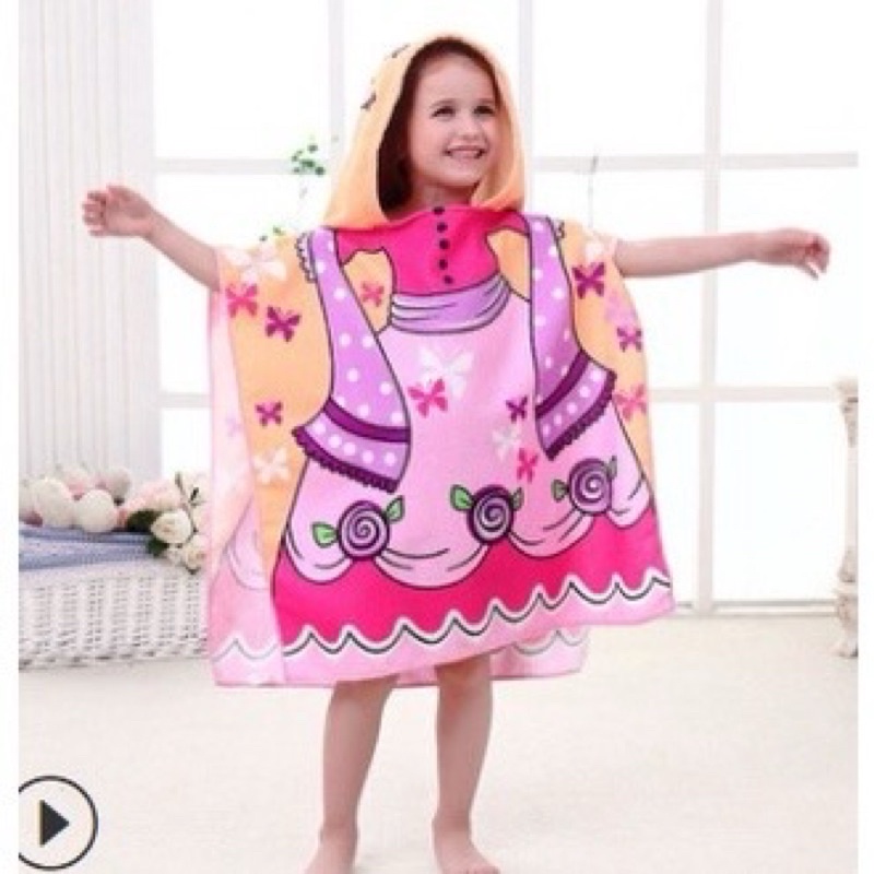Handuk Ponco Anak Motif Karakter Microfiber-Princess Baju