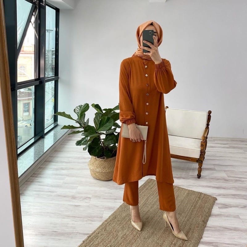 Mia Oneset | Stelan Wanita Premium Busui Friendly-Terracota