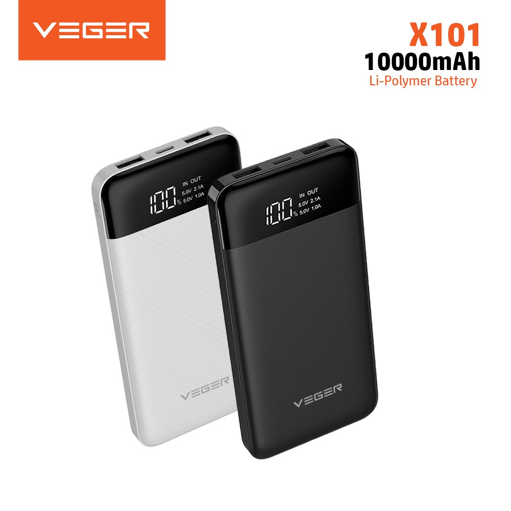 Power Bank VEGER X101 Ultimate LED Digital Display 10.000 mAH Original Garansi 18 Bulan