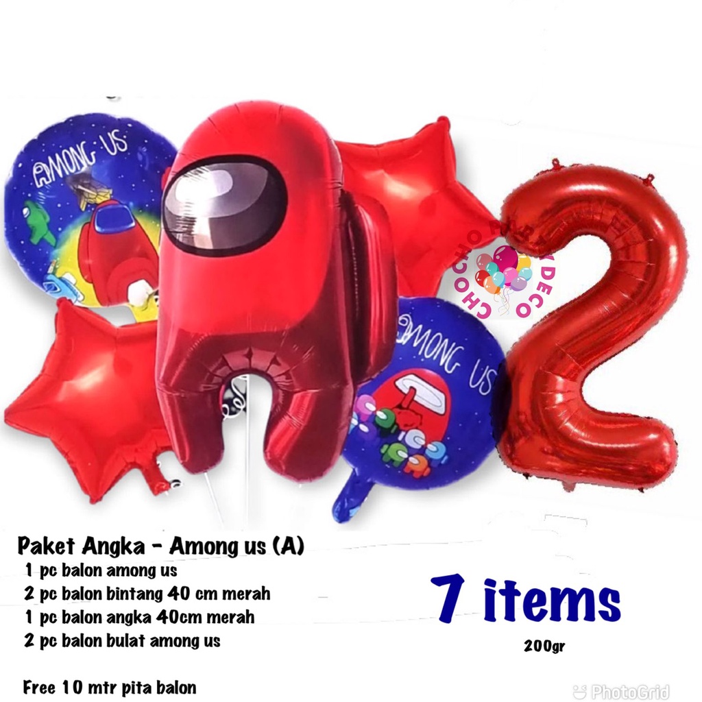 Paket Among US - Paket ulang tahun among us Angka A - Dekorasi ulang tahun among us - paket balon am