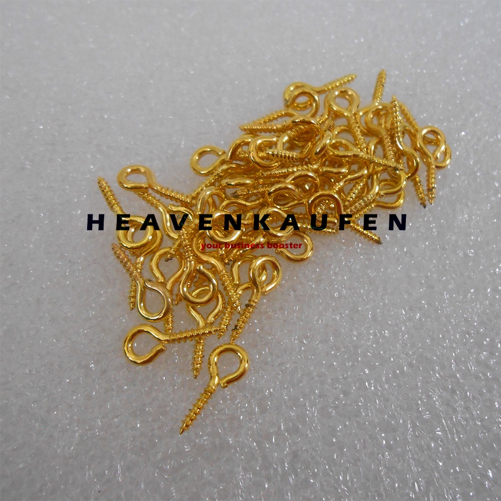 Sekrup Paku Ulir Gantungan Kunci Craft DIY Kecil Panjang 12 mm Warna Gold Emas Harga Per Pack isi 100 Pcs