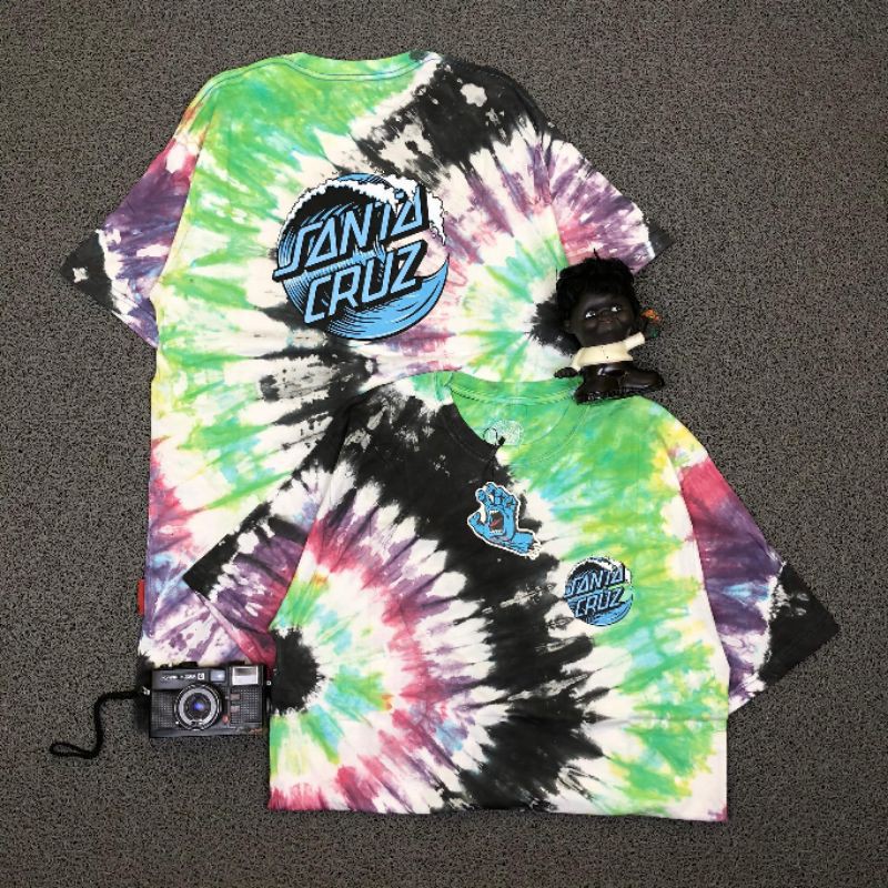 TSHIRT KAOS BAJU SANTA CRUZ WAVE LOGO TIE DYE HIJAU LIKE ORI