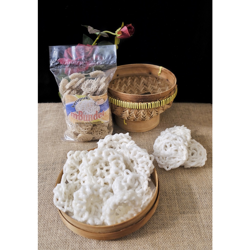 

Kerupuk mBundet. Kerupuk instan, renyah, tinggal goreng, 250 gram.