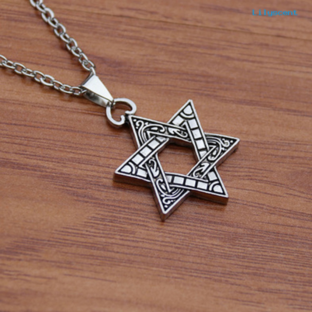 Kalung Rantai Liontin Hexagram Gaya Hip Hop Untuk Unisex