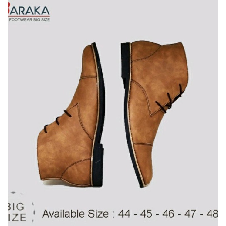 Sepatu Sneaker BIG SIZE MAN 44-48 Low Boots Kasual X08 Kulit Size JUMBO Tan, 48