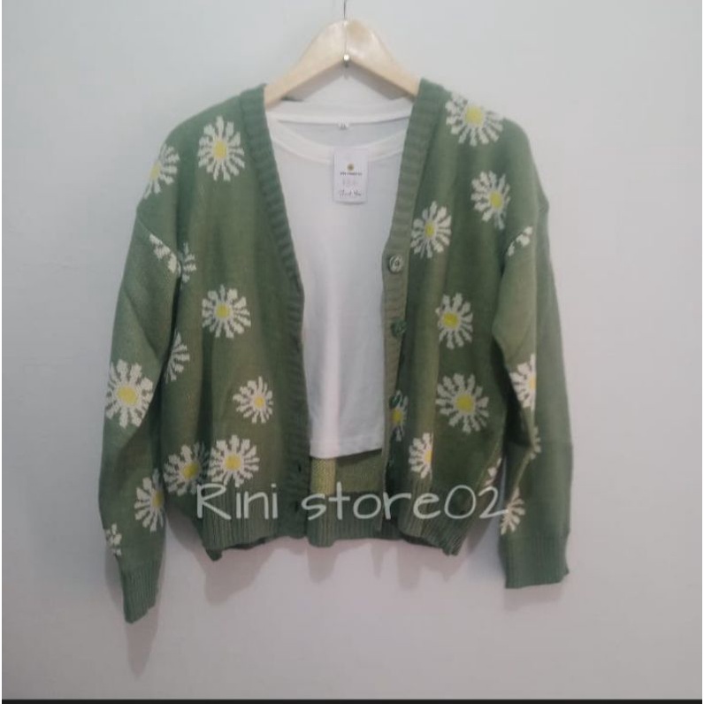 CARDI CROP TOP TERBARU MOTIF BUNGA KOREA