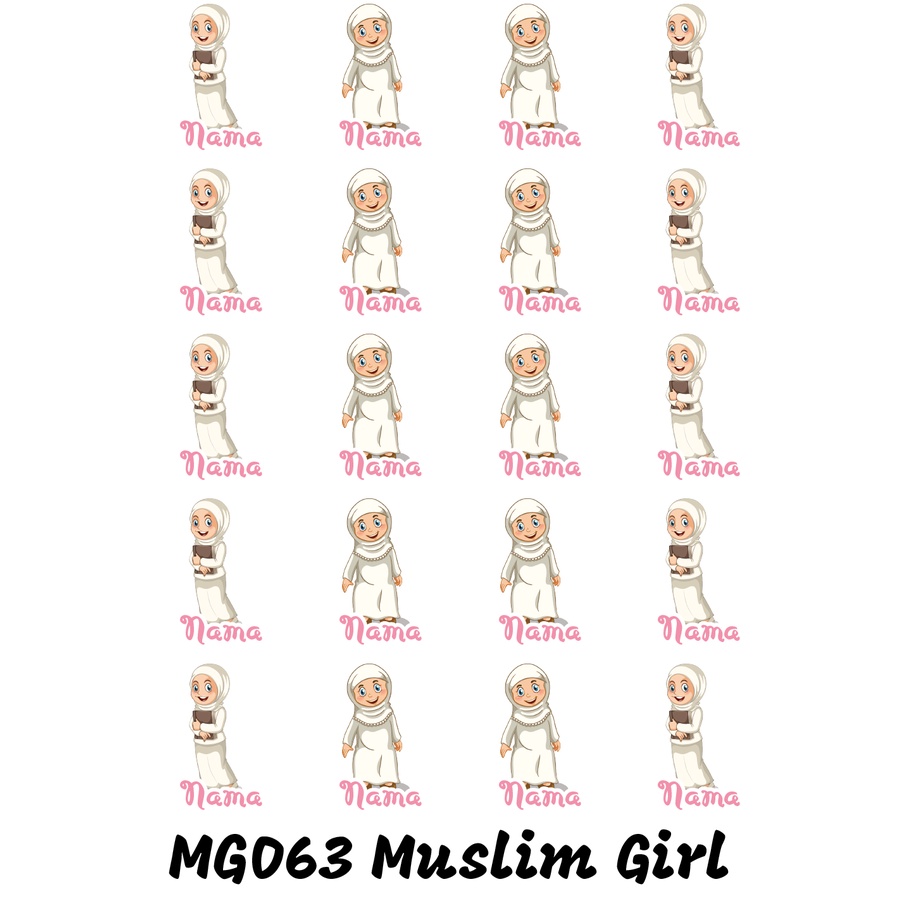 

Sticker Nama Cutting Label Waterproof Tahan Air Muslim Girl 63 (MG063)