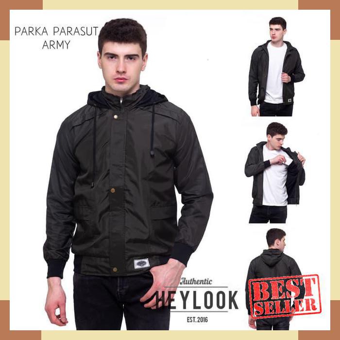 Mantul (HOT PROMO) JAKET OUTDOOR PARASUT BOMBER PRIA JAKET MOTOR GRAB GOJEK - BLACK- L