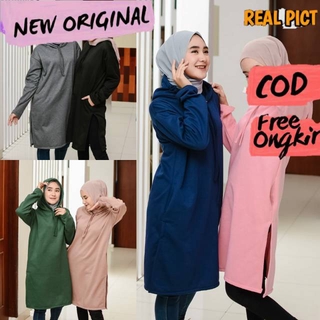 (Bayar Di Tempat) Rahmi Long Hijab Sweater Hoodie | Sweater Hoodie